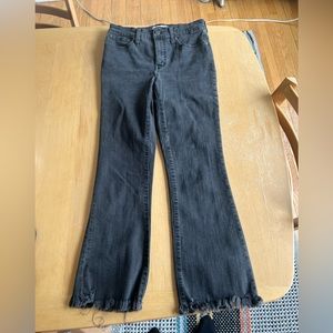 Madewell small flare black jeans.